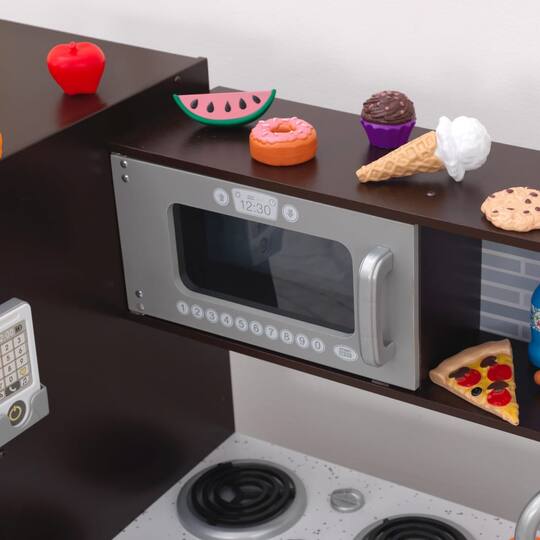 KidKraft Uptown Espresso Wooden Play Kitchen & Play Food Accessories Set